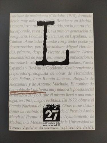 Portada del libro de Cuaderno dedicado a Leopoldo de Luis