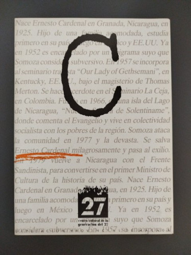 Portada del libro de Cuaderno dedicado a Ernesto Cardenal