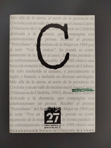 Portada del libro de Cuaderno dedicado a Juana Castro