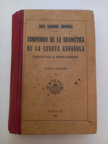 Portada del libro de Compendio de la gramática de la lengua española.