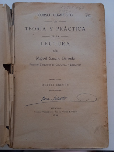 Portada del libro de Curso Completo de Teoría y Práctica de la Lectura
