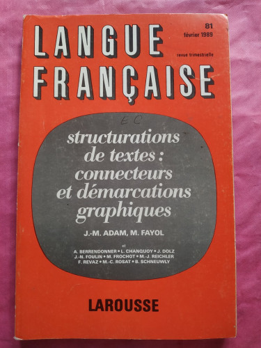 Portada del libro de Langue Française. Structurations de textes: connecteurs et démarcations graphiques