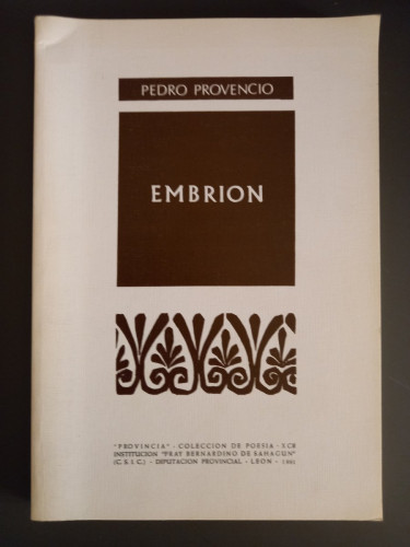Portada del libro de Embrión