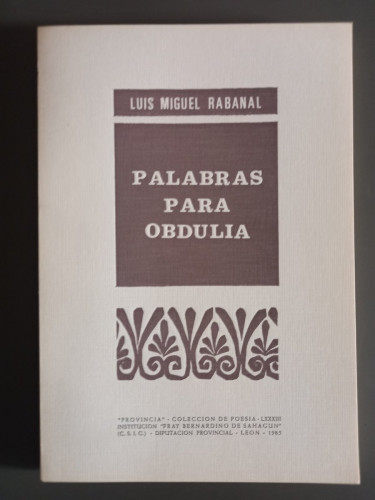 Portada del libro de Palabras para Obdulia. - Rabanal, Luis Miguel
