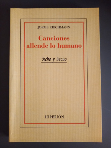 Portada del libro de Canciones allende lo humano. Dicho y hecho