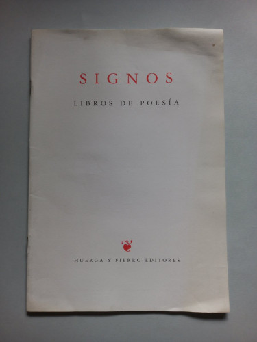 Portada del libro de Signos. Libros de poesía.