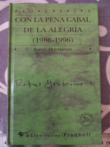 Portada del libro de Con la pena cabal de la alegría (1986-1996)