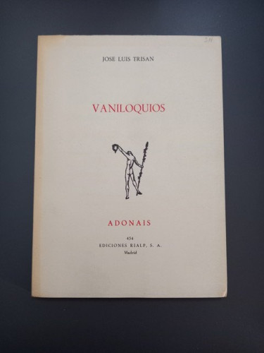 Portada del libro de (Dedicado por el autor) Vaniloquios,- Trisán, José Luis.