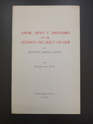 Portada del libro de Amor, sexo y erotismo en el sermón de ser y no ser