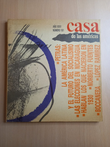 Portada del libro de Casa de las Américas. Año XXXI. Número 181