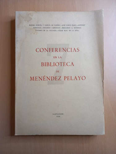 Portada del libro de Conferencias en la Biblioteca de Menéndez Pelayo