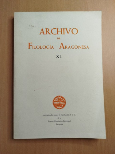 Portada del libro de Archivo de Filología Aragonesa XL