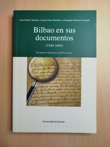 Portada del libro de Bilbao en sus documentos (1544-1694)