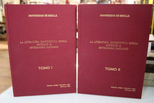 Portada del libro de Tesis doctoral.- La literatura onirocrítica griega anterior a Artemidoro Daldiano.- 2 Tomos.