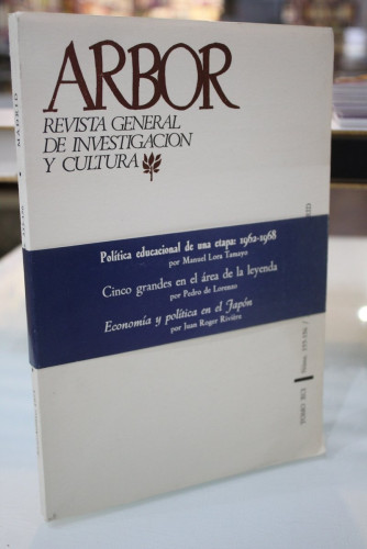 Portada del libro de Arbor. Revista General de Investigación y Cultura. Tomo XCI. Núms. 355-356, Julio-Agosto 1975 Madrid