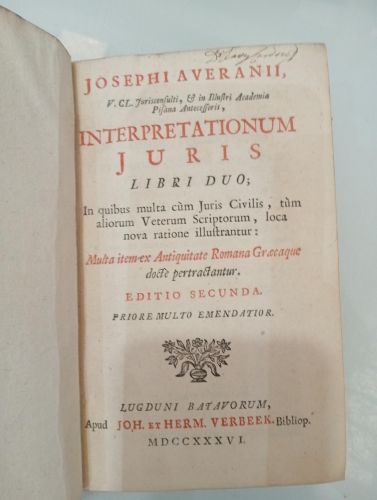 Portada del libro de Interpretationum juris libri duo. (Dos volumenes)