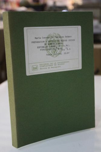 Portada del libro de Preparación y estudio de nuevos óxidos de simetría Fd3m.- Tesis Doctoral.