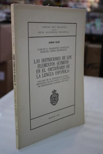 Portada del libro de Definiciones de los elementos químicos en el 