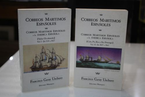 Portada del libro de Correos marítimos españoles a la América Española.- Dos volúmenes.