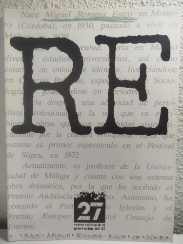 Portada del libro de Cuaderno dedicado a Miguel Romero Esteo