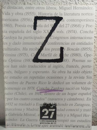 Portada del libro de Cuaderno dedicado a Concha Zardoya