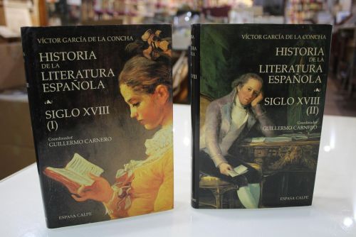 Portada del libro de Historia de la literatura española.- Siglo XVIII.- Dos volúmenes