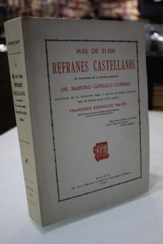 Portada del libro de Más de 21000 refranes castellanos no contenidos en la copiosa selección del Maestro Gonzalo Correas....