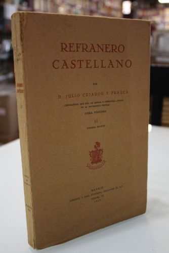 Portada del libro de Refranero Castellano. Tomo II.