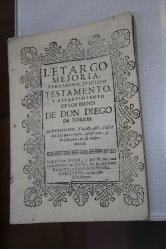 Portada del libro de (Torres Villarroel, Siglo XVIII) Letargo, mejoría, verdadero, juicioso testamento, y repartimiento de...