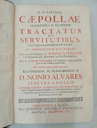 Portada del libro de Tractatus de servitutibus.
