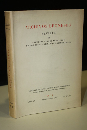 Portada del libro de Archivos Leoneses. Año XIX. Enero-Diciembre 1965, Nºos 37 y 38.