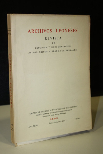 Portada del libro de Archivos Leoneses. Año XXXI. Julio-Diciembre 1977, Nº 62.