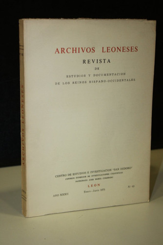 Portada del libro de Archivos Leoneses. Año XXXII. Enero-Junio 1978, Nº 63.