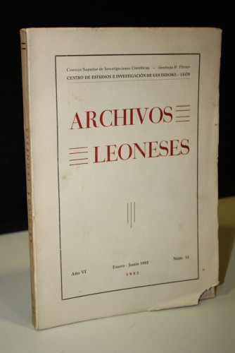 Portada del libro de Archivos Leoneses. Año VI. Enero-Junio 1952, Nº 11.