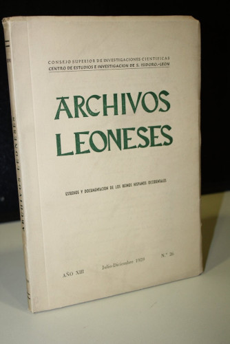 Portada del libro de Archivos Leoneses. Año XIII. Julio-Diciembre 1959, Nº 26.