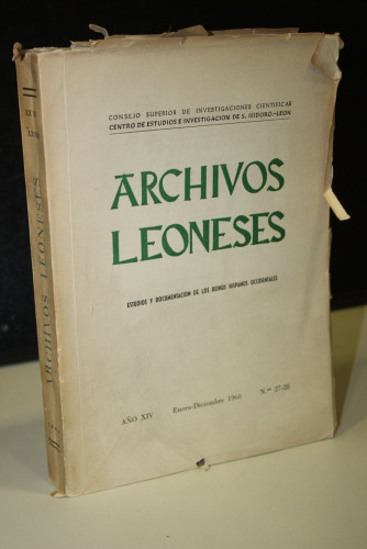 Portada del libro de Archivos Leoneses. Año XIV. Enero-Diciembre 1960, Nºos 27-28.
