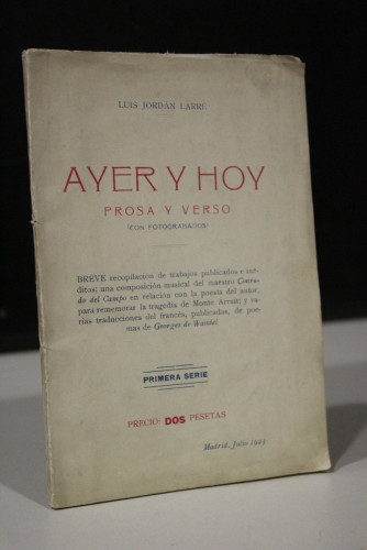 Portada del libro de Ayer y hoy. Prosa y verso(Con fotograbados)