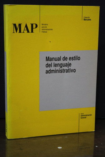 Portada del libro de Manual de estilo del lenguaje administrativo.- Ministerio para las Administraciones Públicas.