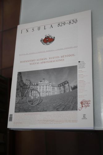 Portada del libro de Ínsula, 829-830. Hispanismo alemán: nuevos métodos, nuevas aproximaciones. Enero-Febrero 2016.