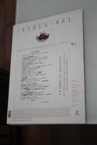Portada del libro de Ínsula, 861. La obra en proceso: Estudios sobre crítica genética en literatura hispánica. Septiembre...