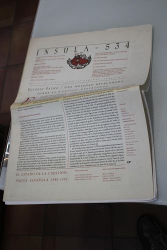 Portada del libro de Ínsula, 534. El estado de la cuestión: poesía española 1990-1991. Junio 1991.