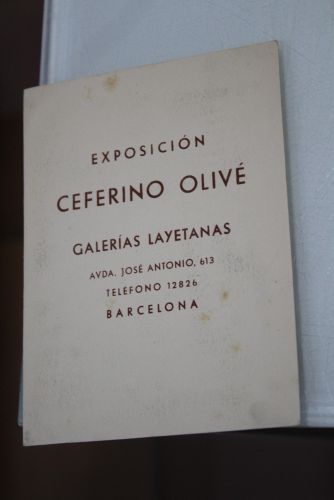 Portada del libro de Catálogo. Exposición Ceferino Olivé. Galerías Layetanas. Barcelona. 1944
