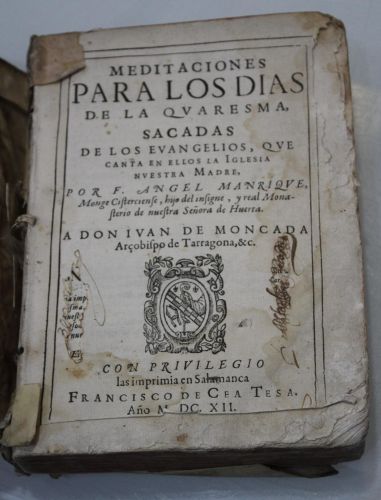 Portada del libro de Meditaciones para los dias de la Quaresma, sacadas de los evangelios, que canta en ellos la Iglesia...