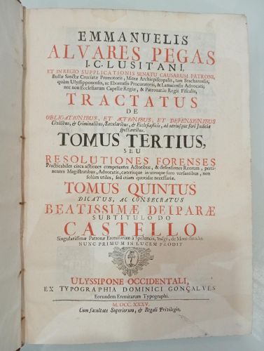 Portada del libro de Tractatus de obligationibus, et actionibus, et defensionibus. Tomo tercero