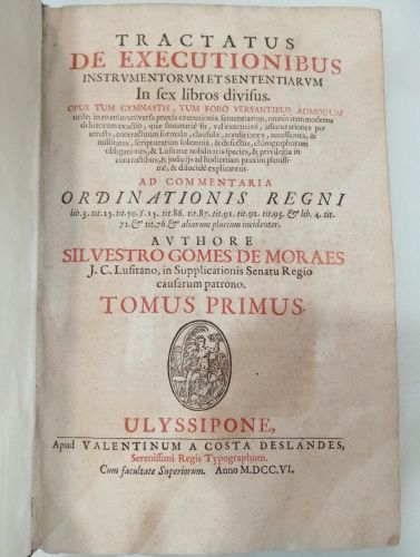 Portada del libro de Tractatus de executionibus. Tomo primero
