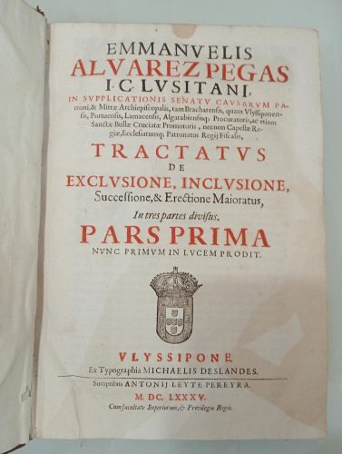 Portada del libro de Tractatus de exclusione, inclusione, succeffione & erectione maioratus. Dos tomos (de tres)