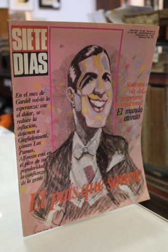 Portada del libro de Siete Días, n.º 939, 1985.- Gardel.- El país que sonríe.