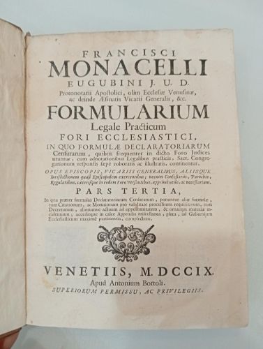 Portada del libro de Formularium legale practicum. Parte tercera 
