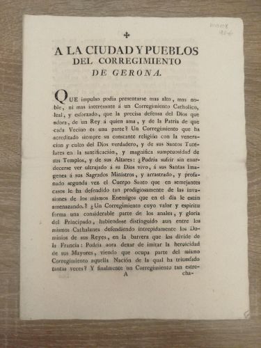Portada del libro de A la ciudad y pueblos del corregimiento de Gerona