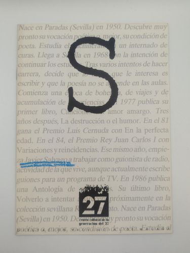 Portada del libro de Cuaderno dedicado a Javier Salvago